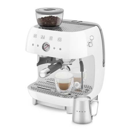 SMEG ESPRESSO MACHINE 50'STYLE WITH INTEGRATED GRINDER WHITE EGF03WHEU