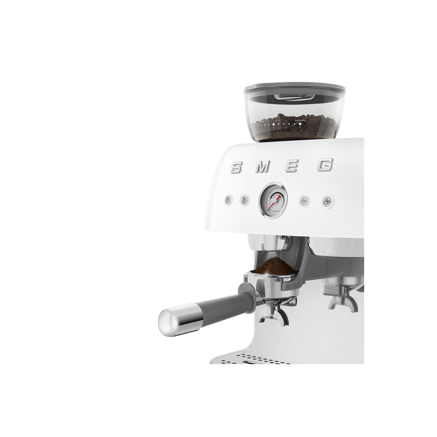 Vendita online APPLIANCE SMEG ESPRESSO MACHINE 50'STYLE WITH INTEGRATED GRINDER WHITE EGF03WHEU costo  576,73 €  spedizione in 24h-48h pagmamento PayPal Contrassegno