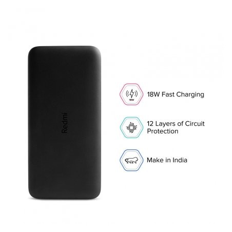 XIAOMI 20000MAH REDMI 18W FAST CHARGE POWER BANK BLACK VXN4304GL
