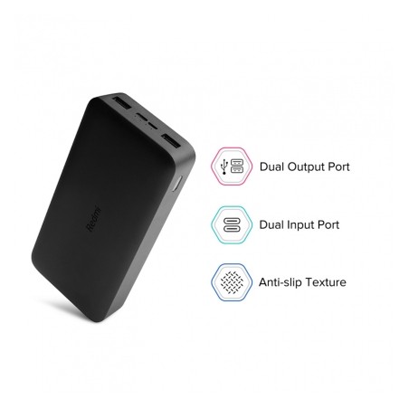 XIAOMI 20000MAH REDMI 18W FAST CHARGE POWER BANK BLACK VXN4304GL