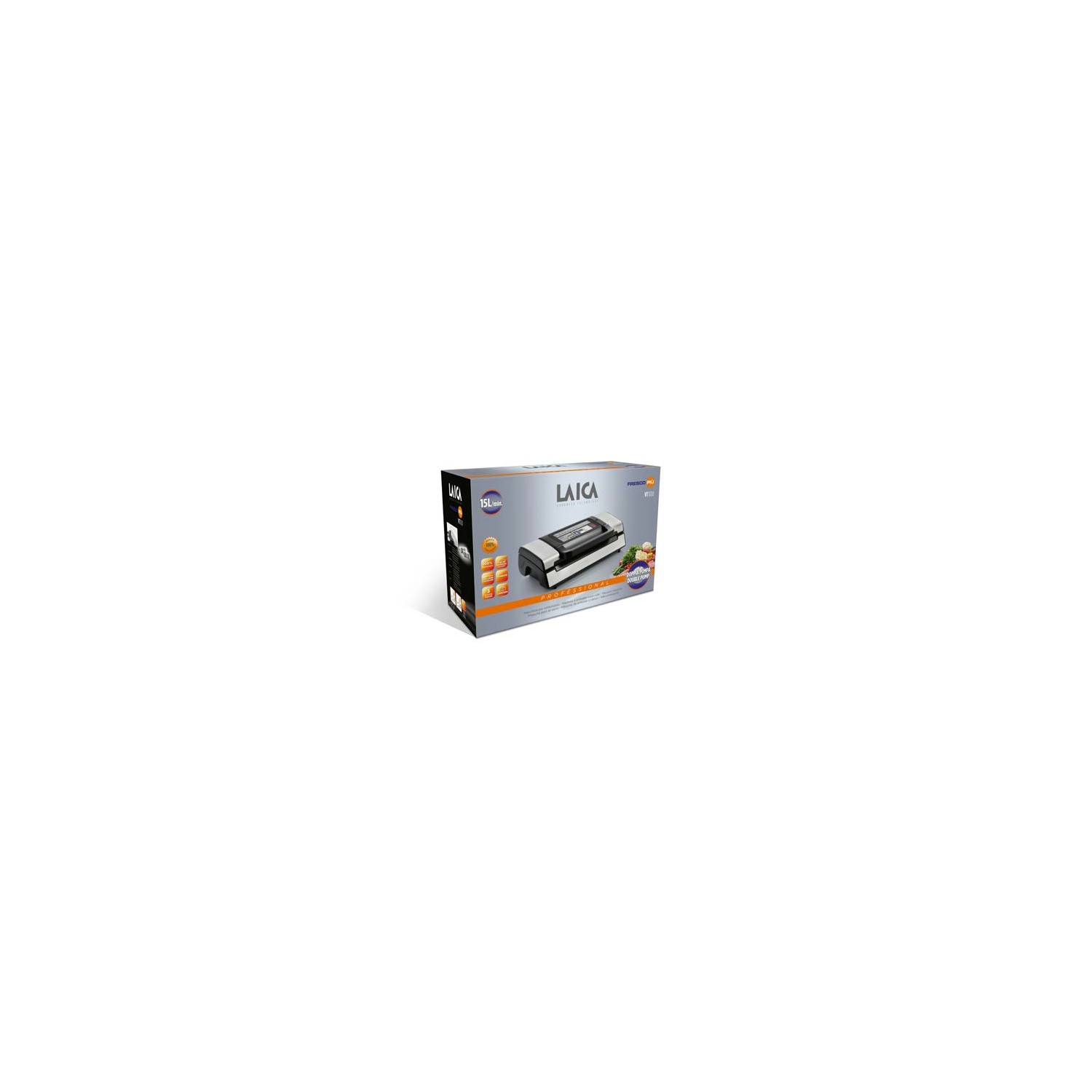 Vendita online HOME AND ECOSYSTEM LAICA VACUUM MACHINE 20 L/MIN DOUBLE PUMP BLACK-SILVER VT31200 costo  92,56 €  spedizione in 24h-48h pagmamento PayPal Contrassegno