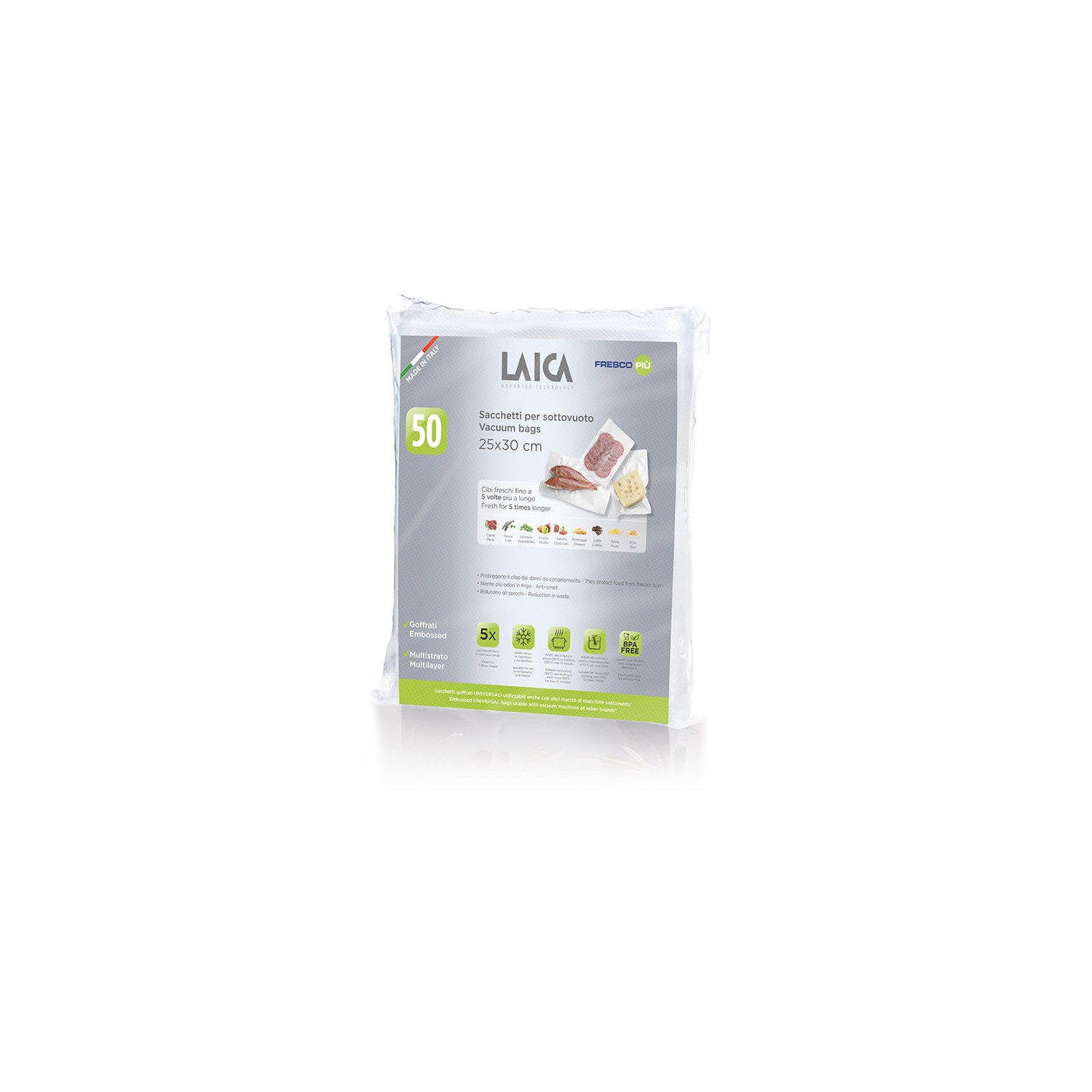 Vendita online HOME AND ECOSYSTEM LAICA VACUUM CONSERVATION BAG 25X30 PACK 50PCS VT35100 costo  7,06 €  spedizione in 24h-48h pagmamento PayPal Contrassegno