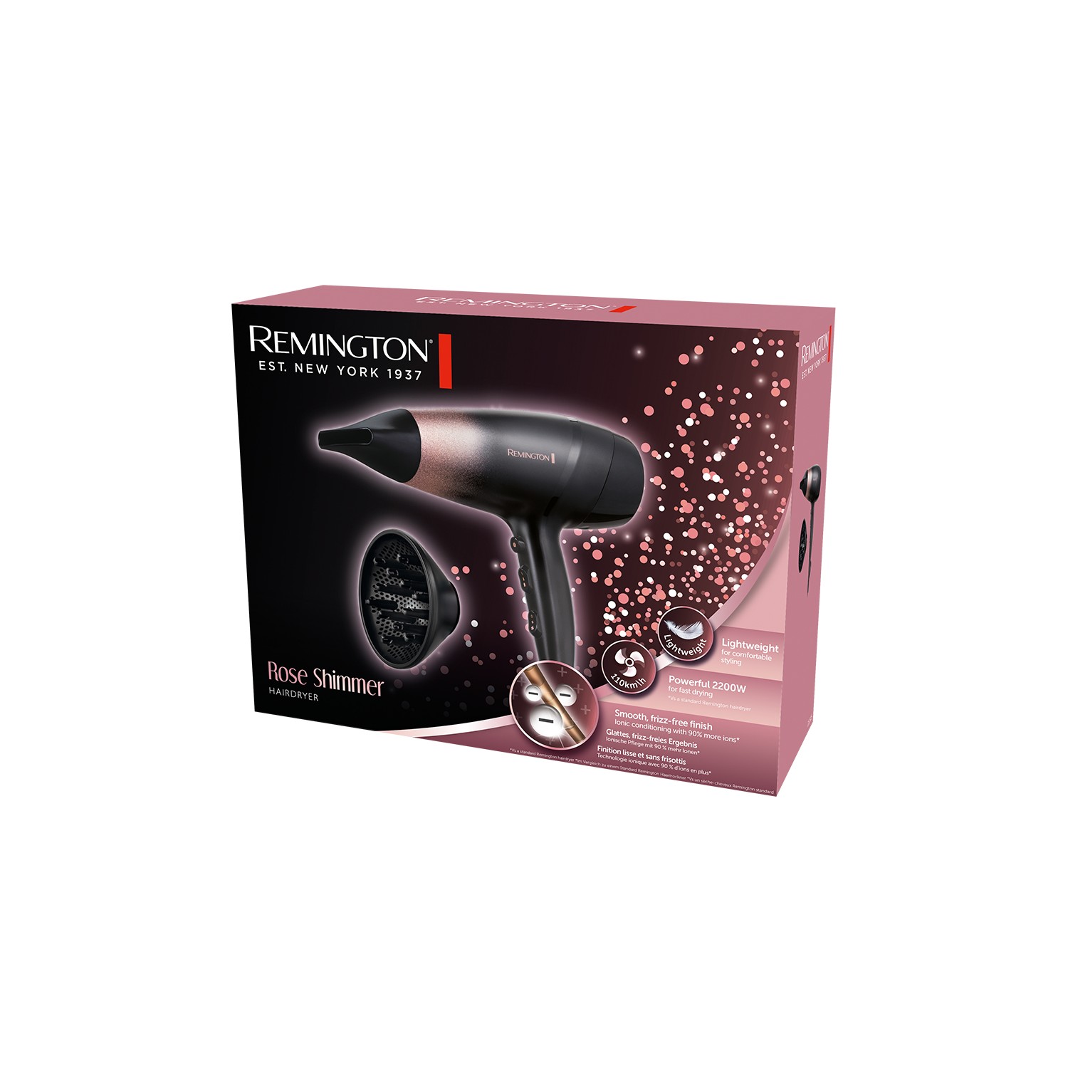 Vendita online PERSONAL TECHNOLOGY REMINGTON HAIR DRYER ROSE SHIMMER IONIC 2200W D5305 costo  24,50 €  spedizione in 24h-48h pagmamento PayPal Contrassegno