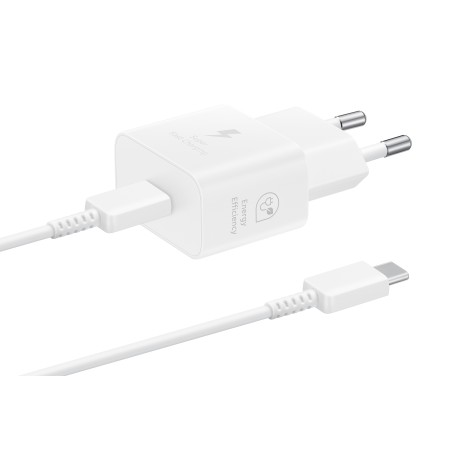 SAMSUNG POWER WALL CHARGER 25W USB-C WHITE + CABLE USB-C TO USB-C WHITE EP-T2510XWEGEU
