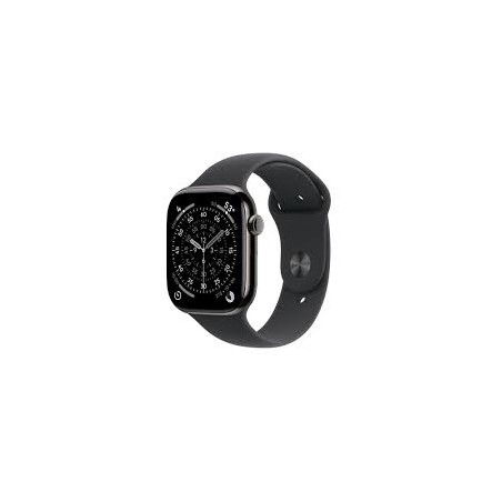 APPLE WATCH SERIES 11 GPS + CELLULAR 46MM SLATE TITANIUM CASE WITH BLACK SPORT BAND S/M MFD14W